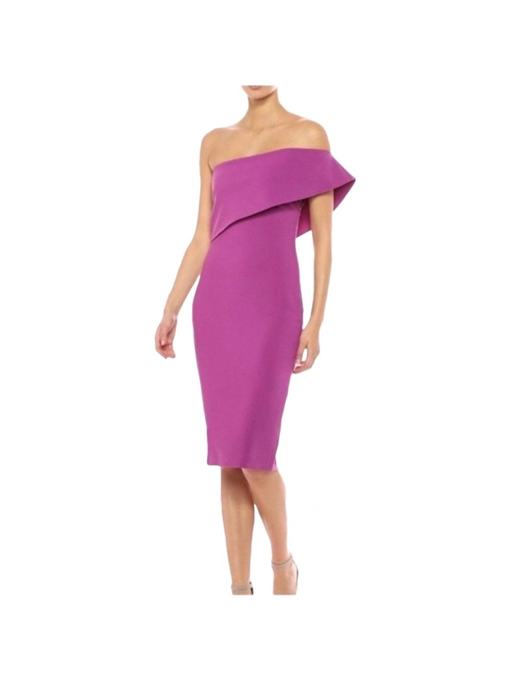 Likely One-Shoulder Folded-Neck Midi Dress in Magenta. New with tags.